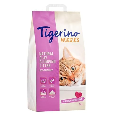 Tigerino - Nuggies 14L | Babypuderduft | Katzenstreu | aus umweltfreundlich abgebautem Bentonit | sehr saugfähig und verhindert unangenehme Gerüche | Made in Germany von Tigerino