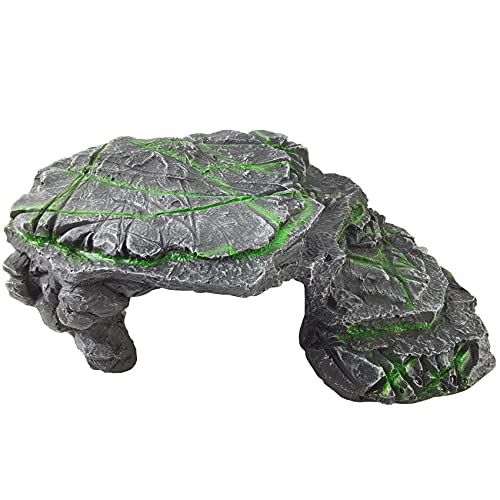 TIHOOD Schildkröten-Plattform, rechteckig, verstellbar, für Reptilien, Terrassen, Schildkröten, Kletterplattform (grau und grün) von TIHOOD