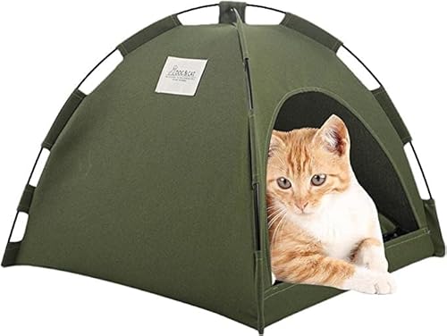 Atmungsaktive und waschbare Haustier-Welpenhütte for Hunde und Katzen, zusammenklappbar, for den Innen- und Außenbereich, Hausbettzelt, Katzenbetten, Katzenhöhlen und Katzenhäuser (Color : Green, SI von TIIFFY