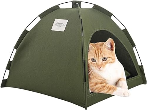Atmungsaktive und waschbare Haustier-Welpenhütte for Hunde und Katzen, zusammenklappbar, for drinnen und draußen (Color : Green, Size : L) von TIIFFY