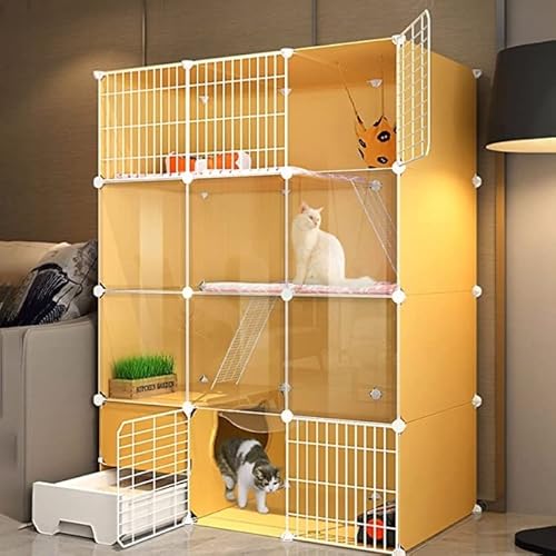 Katzenkäfig for den Innenbereich mit Katzentoilette, abgestufter Plattform, Katzenzaun, HD-transparentem Zaun und stabilem Metallgitter, großer Spielbereich, perfekt for 1-3 C (Color : C1, Size : 11 von TIIFFY