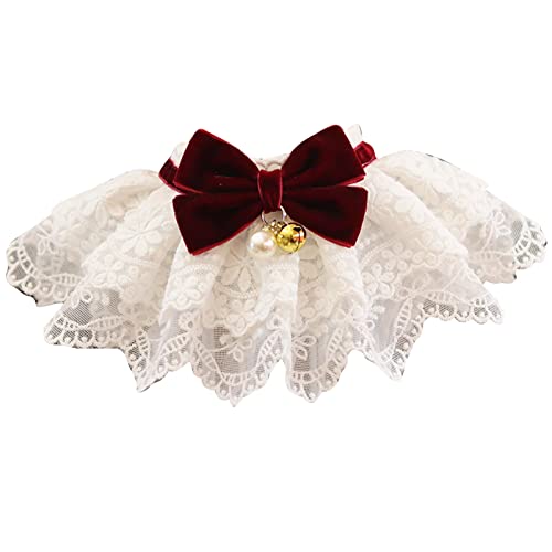TIKATARER Hundebögen, Haustier Spitze Lätzchen Halsband Welpe Bandana Accessoires Hundehalsband mit Bogenkatzenkragen Süßer Bogen Weich Bequemer Lätzchen Schal für Hundekatze Dekoration (M) von TIKATARER