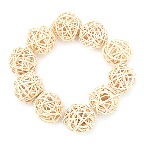 TIKATARER Rattanbälle, 10 Stück Sepak Takraw-Spielzeug, Rattan-Kauspielzeug, Sicheres und Ungiftiges Sittichspielzeug für Papageien und Kleintiere (3CM Primärfarbe) von TIKATARER