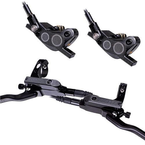 TIKATARER Scheibenbremsen für Fahrrad, Fahrradhydraulik -Scheibenbremse Set -Teile 4 Kolbenhydraulikscheibenbremsen Set Hydraulische Bremsen für Mountainbike (Black) von TIKATARER