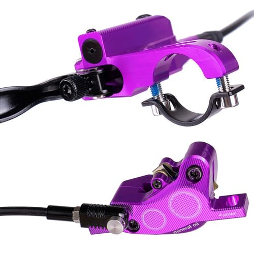 TIKATARER Scheibenbremsen für Fahrrad, Fahrradhydraulik -Scheibenbremse Set -Teile 4 Kolbenhydraulikscheibenbremsen Set Hydraulische Bremsen für Mountainbike (Purple) von TIKATARER