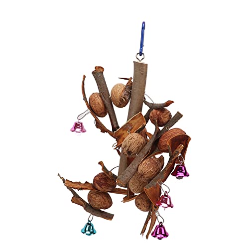 Vogelspielzeug, Kauschnur, Vogelnussbissspielzeug, Vogelspielzeug für Sittiche mit Holz, Rinde und Pekannuss, Sittichspielzeug Zur Verbesserung der Bewegung und des Gleichgewichts Vogelspielzeug, Kauschnur, Vogelnussbissspielzeug, Vogelspielzeug für Sittiche mit Holz, Rinde und Pekannuss, Sittichspielzeug Zur Verbesserung der Bewegung und des Gleichgewichts von TIKATARER