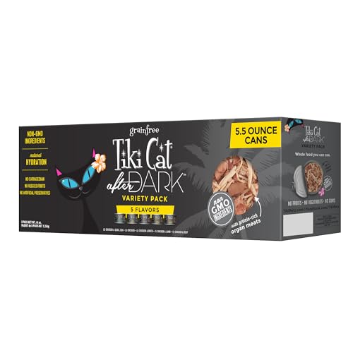 TIKI PETS Cat After Dark Canned Nassfutter Getreidefrei mit Organfleisch für Katzen und Kätzchen, 8 Dosen 156 ml von TIKI PETS