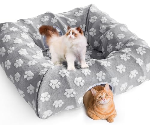 TIKIWIK 279,4 cm Katzentunnelbett für Indoor-Katzen, faltbares großes Peekaboo Katzenhöhle Donut mit 4 Spielzeugbällen und 4 Höhlenlöchern für Kätzchen, Kaninchen, Frettchen, Tunnel und Röhren TIKIWIK 279,4 cm Katzentunnelbett für Indoor-Katzen, faltbares großes Peekaboo Katzenhöhle Donut mit 4 Spielzeugbällen und 4 Höhlenlöchern für Kätzchen, Kaninchen, Frettchen, Tunnel und Röhren von TIKIWIK