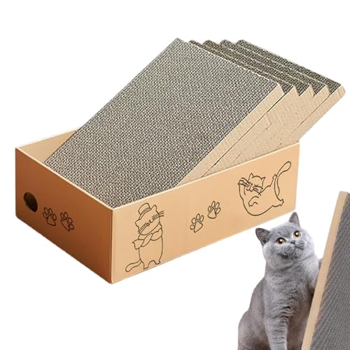 Kratzbett für Katzen, mehrschichtiges Katzen-Kratzbett, 5 Packungen in 1 aus Karton für Kratzbett für Katzen, verschleißfeste Katzenmöbel zum Kratzen von Krallen, Übung Kratzbett für Katzen, mehrschichtiges Katzen-Kratzbett, 5 Packungen in 1 aus Karton für Kratzbett für Katzen, verschleißfeste Katzenmöbel zum Kratzen von Krallen, Übung von TILEZE