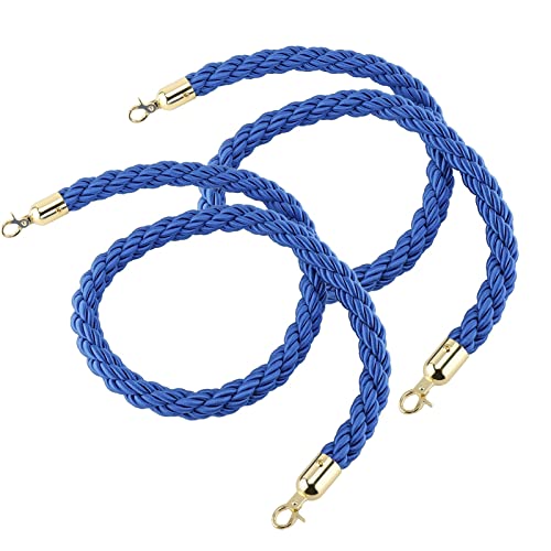 TILEZE Blue Hemp Stanchion Rope with Gold Plated Hooks, for Exhibition Museums/Music Store/Theater/Car Show, 100/150/200/250/300/400/500cm Long (Size : 215cm/7ft) von TILEZE
