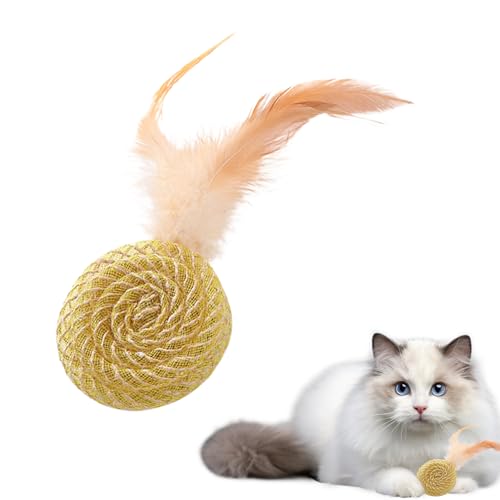 TILEZE Katzenballspielzeug, Katzenspielzeugball für Hauskatzen, Lustiges Katzen-Teaser-Spielzeug, Lustiger Katzenball, Katzenspielzeug, Kätzchen-Beißspielzeug, Katzenfederspielzeug zum Necken, Jagen, von TILEZE