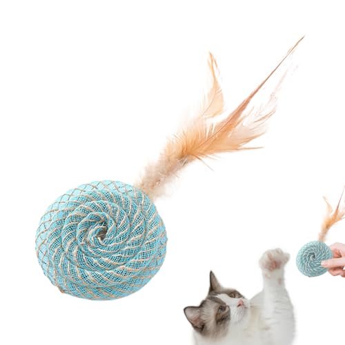 TILEZE Katzenspielzeugball für Hauskatzen, Katzenfederballspielzeug - Lustiges Katzen-Teaser-Spielzeug,Lustiger Katzenball, Katzenspielzeug, Kätzchen-Beißspielzeug, Katzenfederspielzeug zum Necken, von TILEZE
