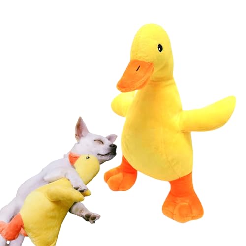 TILEZE Quietschendes Plüsch-Hundespielzeug - Beruhigendes Spielzeug für Hunde, Plüschspielzeug in Entenfor | Interaktives Indoor-Hundespielzeug für Tierhandlung, Ausflug, Camping, Tierheim, Zuhause von TILEZE