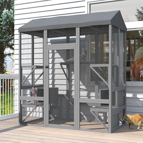 TIMHAKA Catio Outdoor Katzengehege, großes Katzenhaus für mehrere Katzen, begehbarer Katzenkäfig mit wasserdichter Abdeckung und Sonnenscheinpaneel-Dach, wilder Katzen-Unterschlupf mit 7 Plattformen TIMHAKA Catio Outdoor Katzengehege, großes Katzenhaus für mehrere Katzen, begehbarer Katzenkäfig mit wasserdichter Abdeckung und Sonnenscheinpaneel-Dach, wilder Katzen-Unterschlupf mit 7 Plattformen von TIMHAKA
