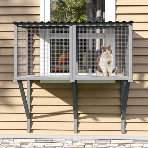 TIMHAKA Fensterkatio Fenster Katzengehege für große Indoor-Katzen - zum Sonnenbaden, Nickerchen & Überblicken, Holzfenster Katzenbox für sicheres Genießen der Outdoor-Sights Düfte und Geräusche TIMHAKA Fensterkatio Fenster Katzengehege für große Indoor-Katzen - zum Sonnenbaden, Nickerchen & Überblicken, Holzfenster Katzenbox für sicheres Genießen der Outdoor-Sights Düfte und Geräusche von TIMHAKA