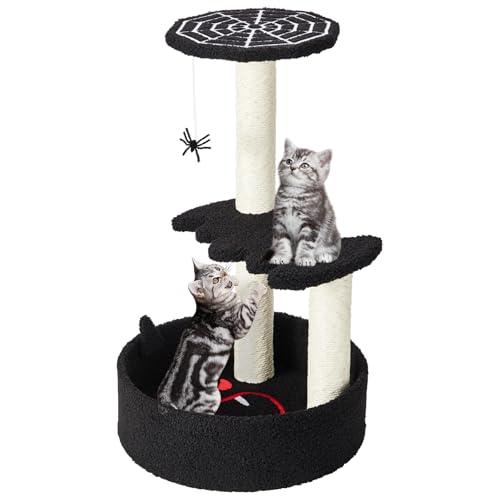 TIMIEEYA Gothic Katzenbaum für Indoor-Katzen - Kleiner Katzenturm mit Sisal-Kratzstämmen, Katzenbäume Ständer Kletterstange mit hängenden Spinnen Fledermäuse für Kätzchen TIMIEEYA Gothic Katzenbaum für Indoor-Katzen - Kleiner Katzenturm mit Sisal-Kratzstämmen, Katzenbäume Ständer Kletterstange mit hängenden Spinnen Fledermäuse für Kätzchen von TIMIEEYA