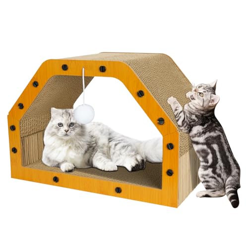 TIMIEEYA Katzenhaus aus Karton - Großer Katzenkratzer aus Karton Gemütliche Katzen Liege als Tunnel und Sofa, Katzenkratzer für Indoor-Katzen, Sicher & Sicher von TIMIEEYA