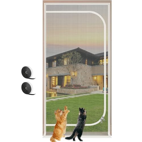 Cat Screen Tür Passend Für Türgröße 90 cm X 200 cm, Robuste Haustier-Fliegengitter-Tür, Verhindert, DASS Hunde Und Katzen Herumlaufen, Trenngitter Für Katzen, Doppelreißverschluss(150x220cm) von TINBOSE