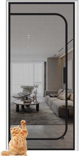 Haustiersicher Haustiersichere Fliegengittertür Verstärkter 95 X 200 Cm Fluchttürvorhang Verbesserte Katzenschutztür Verdicktes Wohnzimmer Küche Schlafzimmer Katzensicherer Bildschirm(100x210cm) von TINBOSE