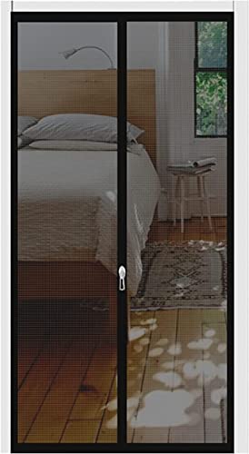 TINBOSE 80 cm X 200 cm Dickes Tür-Moskitonetz for Wohnzimmer, Schlafzimmer, Küche, Terrasse, Hund, Katze, Kratzfeste Netztür Mit Reißverschluss (Color : Schwarz, Size : 80x210cm) von TINBOSE