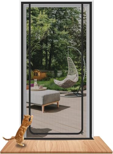 TINBOSE Katzengitter Balkontür, Verdickte Haustiere Bildschirm Tür for Wohnzimmer, Schlafzimmer, Küche, Terrasse, Hund Katze Gittertür Mit Reißverschluss(95x205cm) von TINBOSE