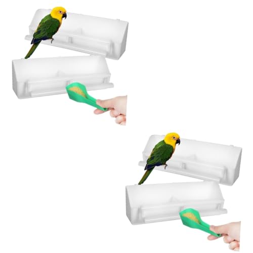 TINEASUR 2 Sets Futterbox Vogelfutterlöffel Vogelkäfig Futterspender Vogelnäpfe Für Käfige Vogelzubehör Vogelnäpfe Für Käfig Papagei Vogelkäfig Wasserfutterspender Vogelfutterhalter von TINEASUR