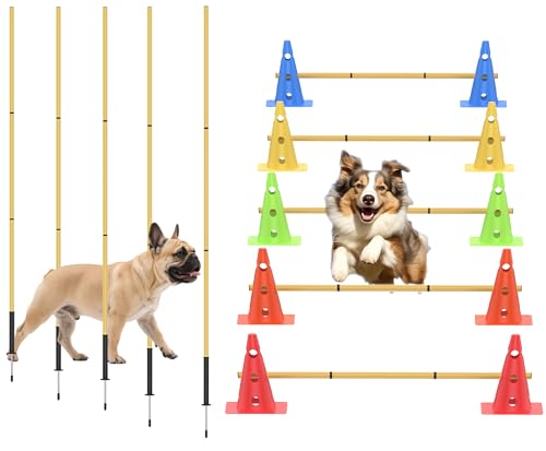 TINEPRY Agility-Trainingshürden-Kegel-Set, verstellbare Hinderniskurs-Ausrüstung für Haustierübungen TINEPRY Agility-Trainingshürden-Kegel-Set, verstellbare Hinderniskurs-Ausrüstung für Haustierübungen von TINEPRY