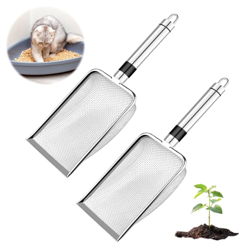 TINGTING 2 Stück Gartensieb Erde Kompostsieb Erdsieb dienen gleichzeitig als Chinchilla Sand, Durchwurfsieb, Terrarium Zubehör, Hamster Zubehör, Katzenklo-Schaufel von TINGTING