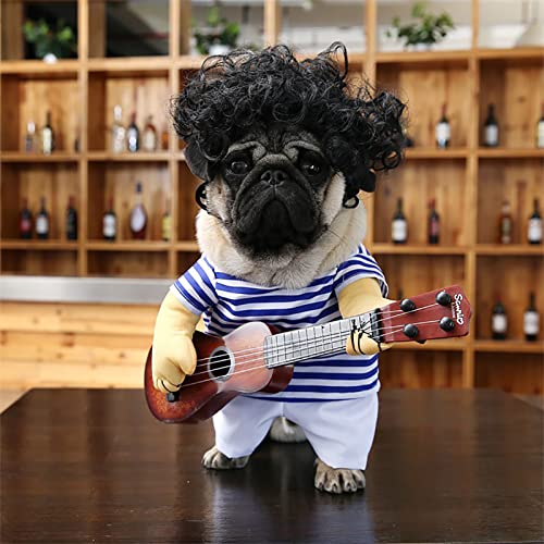 Haustier-Gitarrenkostüm, lustige Hundekleidung für Hunde, Cosplay-Outfits, lustiger verrückter Gitarristen-Stil, Haustierkleidung, Verkleiden, Haustierkleidung, Anzug für Welpen, kleine mittelgroße von TITA-DONG