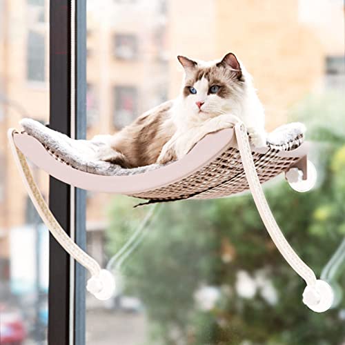 Katzen-Fenstersitzstange, Katzenhängematte für Fenster, Zum Ausruhen Am Haustierbett Montierte Katzenhängematte, Sicherheits-Katzenregale, Platzsparende Katzensitzstange mit(Lotuswurzelrosa) von TITA-DONG