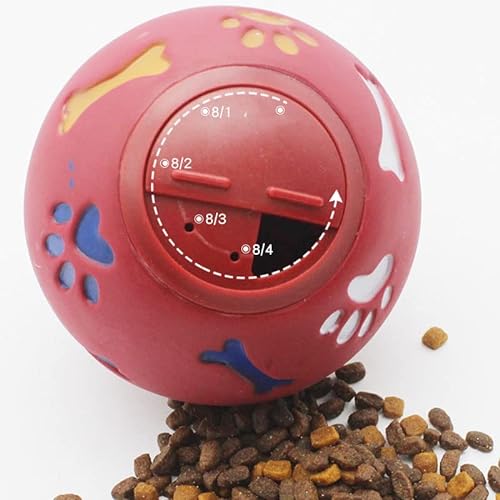 Leckerli-Spender für Hunde, interaktives Haustier-Puzzle-Ball, verstellbares Auslaufmund, interaktiv, bissfest, Katzenspielzeug-Ball für Katzentraining (Rot, 7,5 cm) von TITA-DONG