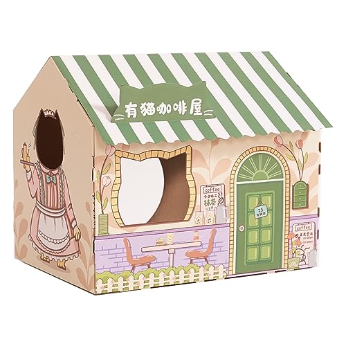 Katzenhaus aus Pappe, Katzenkratzbox, Wendbares Katzenspielhaus, Recycelbares Kratzspielzeug aus Wellpappe, Langlebige Brettpolster Verhindern Schäden an Möbeln, Atmungsaktives(Kaffeehaus) Katzenhaus aus Pappe, Katzenkratzbox, Wendbares Katzenspielhaus, Recycelbares Kratzspielzeug aus Wellpappe, Langlebige Brettpolster Verhindern Schäden an Möbeln, Atmungsaktives(Kaffeehaus) von TITA-DONG