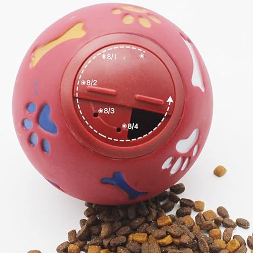 TITA-DONG Leckerli-Spender-Ballspielzeug für Hunde, Interaktiver Puzzle-Ball für Langsames Futter für Haustiere, Verstellbarer Auslaufmund, Langsamer Futterball für Haustiere, Interaktiver,(Rot 11cm) von TITA-DONG