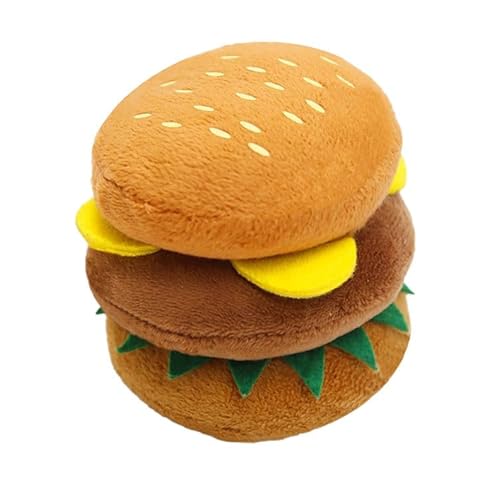 TITA-DONG Pet Chew Toy - Dog Plush Squeaky Toy Cute Hamburger Shape Stuffed Pet Plush Toy, Teeth Chewing Squeaky Sound Toy for Small and Medium Dog Hamburger Dog Supplies von TITA-DONG