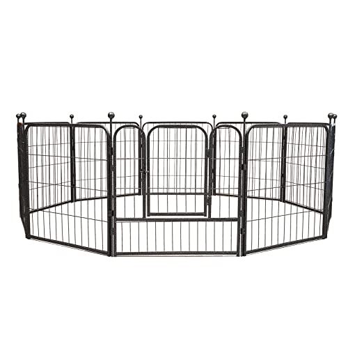 Welpengitter Welpenauslauf 60 cm Hoch Freigehege, 10-teilig Hundeauslauf Für Innen Hundelaufstall Für Wohnung, transportabel Metalle Welpenlaufstall, Kleintiergehege für Hunde Kaninchen, Schwarz von TIXBYGO