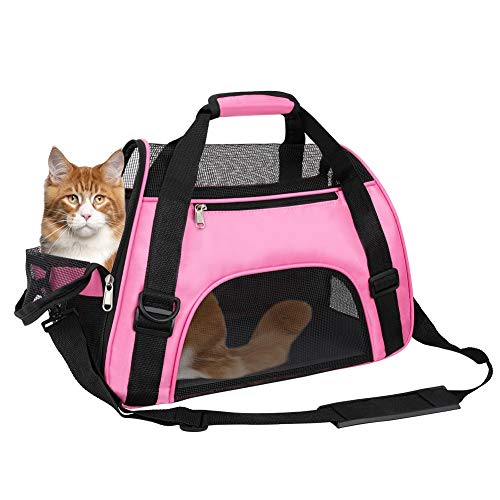 TIYOLAT Haustier-Tragetasche, Fluggesellschaft genehmigt, Haustier-Reisetasche, tragbare Tasche Zuhause für kleine Hunde, Katzen und Welpen, kleine Tiere (Pink) von TIYOLAT