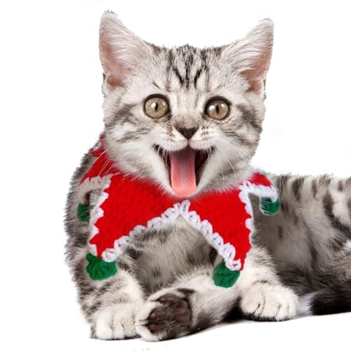 Weihnachts Hundehalstücher Katzenhalsband Strickendes Hundehalsband Hund Halstuch Schleife Haustier Bandana Weihnachts Haustierzubehör für Kätzchen Welpen von TJCGCKK