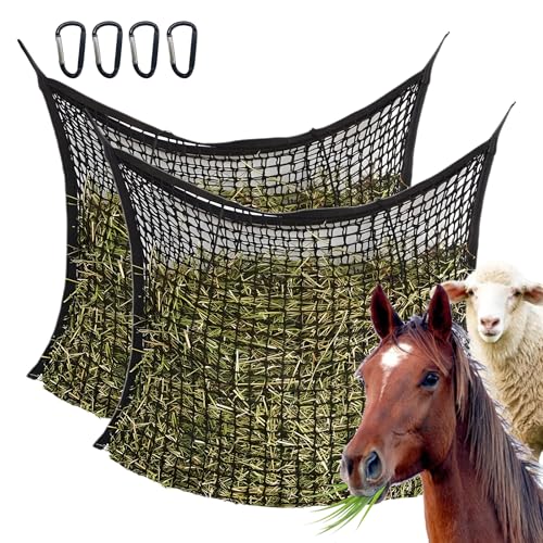 2 Stück Heunetz für Pferde, Heunetz 90 X 80 cm, Maschenweite 4.5 X 4.5 cm, Futternetz mit Sicherheitsverschluss, Fassungsvermögen 6 Kg, Reduzierung der Verschwendung von Heu in Heusäcken(Schwarz) 2 Stück Heunetz für Pferde, Heunetz 90 X 80 cm, Maschenweite 4.5 X 4.5 cm, Futternetz mit Sicherheitsverschluss, Fassungsvermögen 6 Kg, Reduzierung der Verschwendung von Heu in Heusäcken(Schwarz) von TJHDSF
