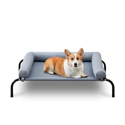 TJsouler Outdoor Hundebett mit abnehmbarem Bloster, kühlendes erhöhtes Hundebett für kleine bis mittelgroße Hunde, atmungsaktives waschbares Netzgewebe, erhöhtes Hundebett für Haus und Garten, M, Grau TJsouler Outdoor Hundebett mit abnehmbarem Bloster, kühlendes erhöhtes Hundebett für kleine bis mittelgroße Hunde, atmungsaktives waschbares Netzgewebe, erhöhtes Hundebett für Haus und Garten, M, Grau von TJSOULER