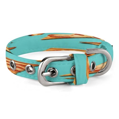 Grüne Pizzascheiben Hundehalsband, verstellbar, Edelstahl, D-Ring-Halsband, Oxford-Stoff, Katzenhalsband mit Metallschnalle, für kleine, mittelgroße Hunde von TKJMCSW