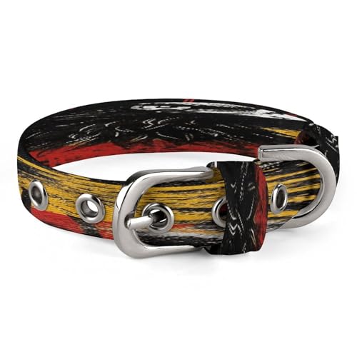 Hundehalsband mit Deutschland-Flagge, Adler, verstellbar, Edelstahl, D-Ring-Halsband, Oxford-Stoff, Katzenhalsband mit Metallschnalle, für kleine, mittelgroße Hunde Hundehalsband mit Deutschland-Flagge, Adler, verstellbar, Edelstahl, D-Ring-Halsband, Oxford-Stoff, Katzenhalsband mit Metallschnalle, für kleine, mittelgroße Hunde von TKJMCSW