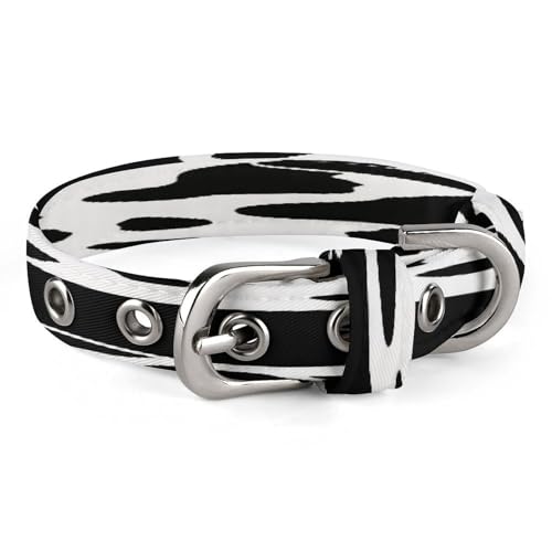 Hundehalsband mit Kuhmuster, verstellbar, Edelstahl, D-Ring-Halsband, Oxford-Stoff, Katzenhalsband mit Metallschnalle, für kleine, mittelgroße Hunde von TKJMCSW