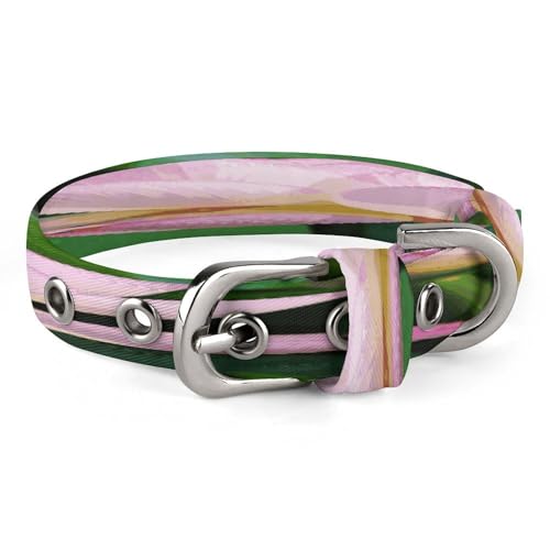 Lotus Hundehalsband, verstellbar, Edelstahl, D-Ring-Halsband, Oxford-Stoff, Katzenhalsband, Gurt mit Metallschnalle, für kleine, mittelgroße Hunde von TKJMCSW