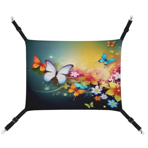 TKJMCSW Bunte Katzenhängematte mit Schmetterling, Katzenhängematte für Käfig, Ratten, Frettchen, Katzenhängematte für große Katzen, hängendes Katzenbett, Katzenhängematte, Bett, Chinchilla-Hängematte, TKJMCSW Bunte Katzenhängematte mit Schmetterling, Katzenhängematte für Käfig, Ratten, Frettchen, Katzenhängematte für große Katzen, hängendes Katzenbett, Katzenhängematte, Bett, Chinchilla-Hängematte, von TKJMCSW