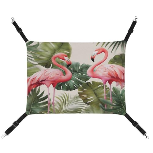 TKJMCSW Flamingo Palmen Blatt Katzenkäfig Hängematte Katzenhängematte für Käfig Ratten Hängematte Frettchen Hängematte Katzenhängematte für große Katzen Hängende Katzenbett Katzenhängematte Bett von TKJMCSW