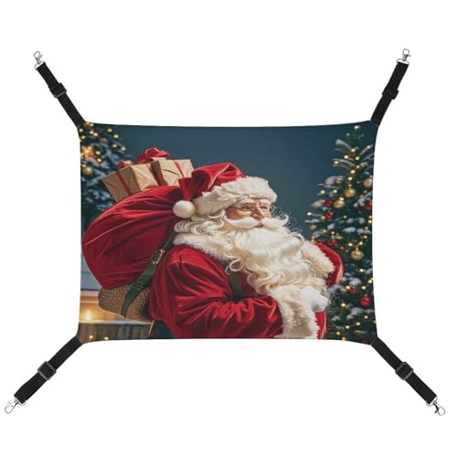 TKJMCSW Katzenhängematte mit Weihnachtsmann in den Schornstein geklettert, Katzenhängematte für Käfig, Ratten, Frettchen, Frettchen, Katzenhängematte für große Katzen, hängendes Katzenbett, von TKJMCSW