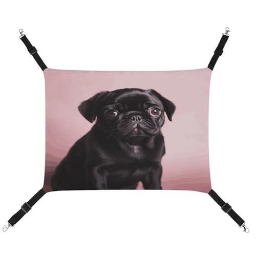 TKJMCSW Niedliche schwarze Mops-Hängematte für Käfig, Ratten, Frettchen, Frettchen, Katzenhängematte für große Katzen, hängendes Katzenbett, Katzenhängematte, Bett, Chinchilla-Hängematte, von TKJMCSW