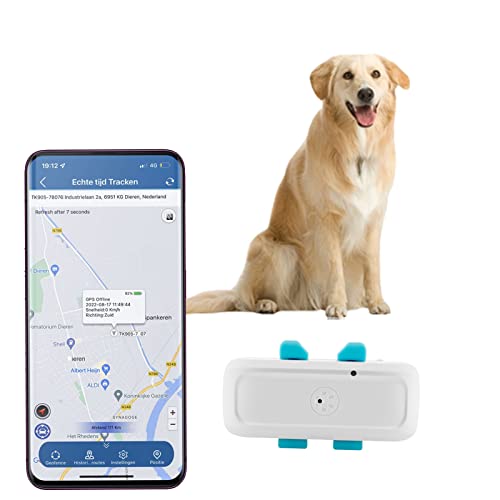 TKMARS 4G GPS Tracker Hund Tracker Hund mit Akustischem und Optischem Alarm, SOS Kostenlose Anwendungen Kein Abonnement Erforderlich, Ip66 Wasserdicht von TKMARS