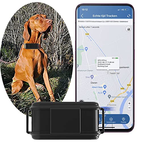TKMARS GPS Tracker 4G für Hunde, Echtzeit-Tracking Kostenlose APP/Plattform Kein ABO, 3000mAh IP67 Wasserdichter Datenstatistik Haustier-Tracker mit Ton-/Lichtalarm zum Auffinden von Haustieren von TKMARS