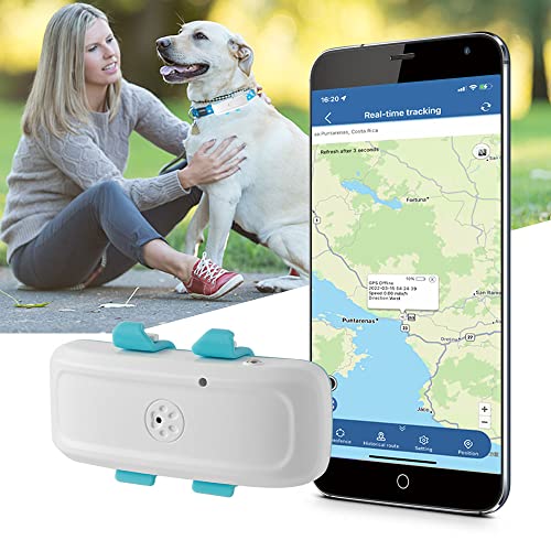 TKMARS GPS für Hunde, Echtzeit-Tracking APP/Web-Plattform Kein ABO mit Ton- / Lichtalarm zum Auffinden von Haustieren, 700mAh-Batterie, wasserdicht, Datenstatistik, Haustier GPS-Finder Tracker von TKMARS
